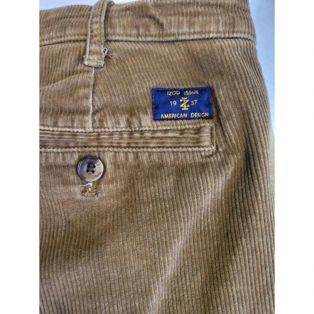 IZOD Mens Straight Corduroy Pants Bundle 2 Pairs Brown Tan 38x30 Stretch Cotton